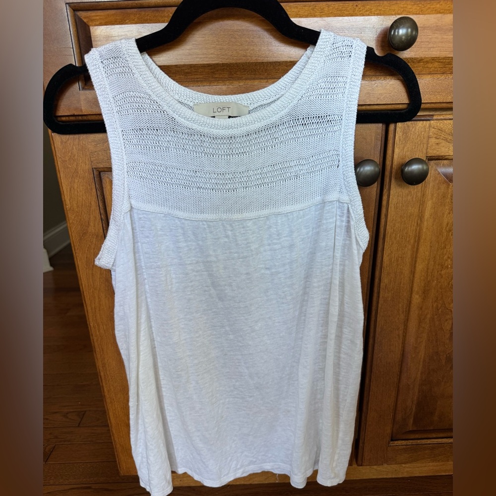 LOFT White Knit Sleeveless Top - Picture 1 of 4